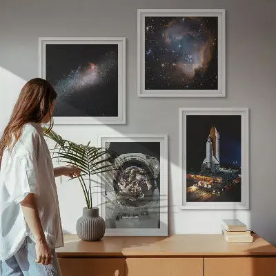 Astronauter lander på Månen billedvæg til ophængning over sofaen