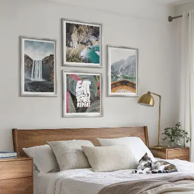 Vægdekoration med vandfald og bjerge billedvæg til ophængning over sofaen