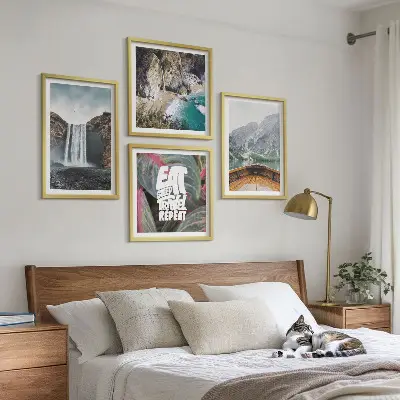 Vægdekoration med vandfald og bjerge billedvæg til ophængning over sofaen