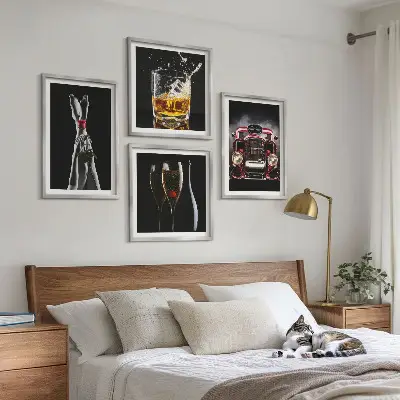 Billedsæt med rose-motiv vindistribueret kvindeben med ramme