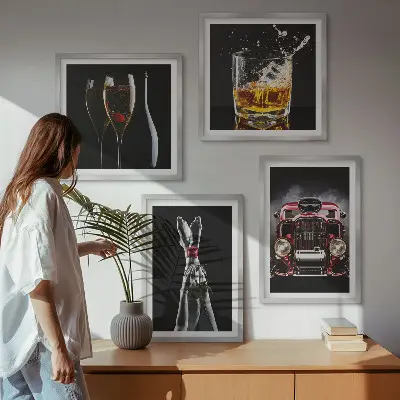 Billedsæt med rose-motiv vindistribueret kvindeben med ramme