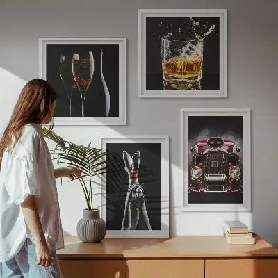 Billedsæt med rose-motiv vindistribueret kvindeben med ramme