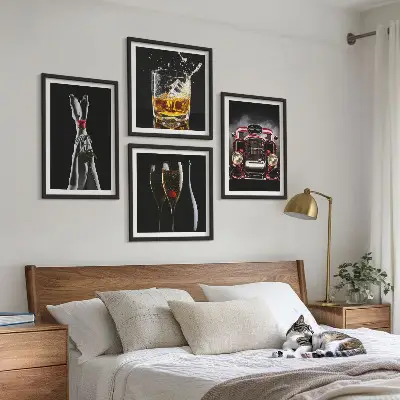 Billedsæt med rose-motiv vindistribueret kvindeben med ramme