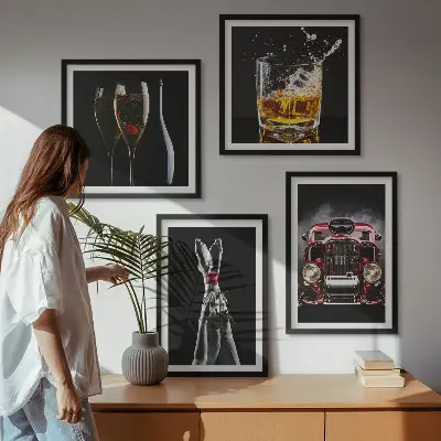Billedsæt med rose-motiv vindistribueret kvindeben med ramme