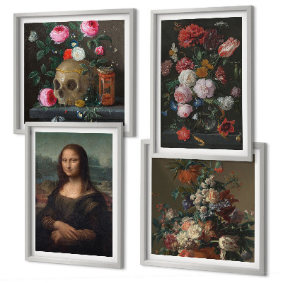 Billedvæg over sofa Vintage blomster kranium Mona Lisa