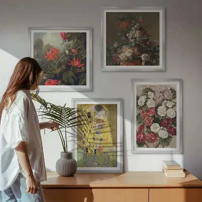 Maleriet Træets blomster af Klimt billedsæt med ramme