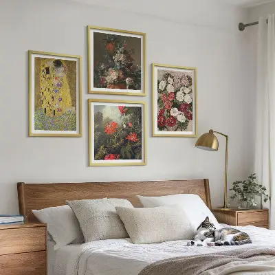 Maleriet Træets blomster af Klimt billedsæt med ramme