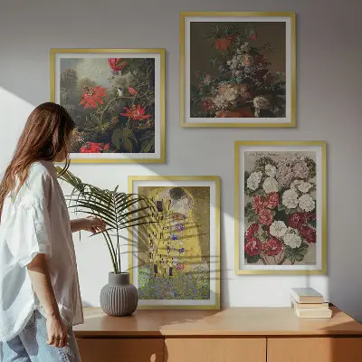 Maleriet Træets blomster af Klimt billedsæt med ramme