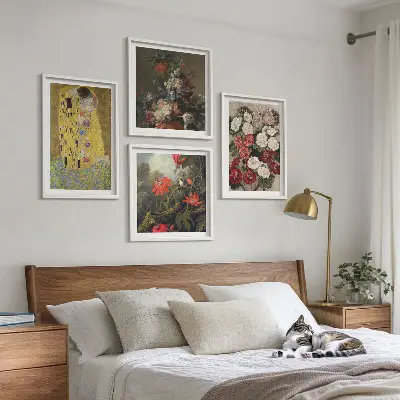 Maleriet Træets blomster af Klimt billedsæt med ramme