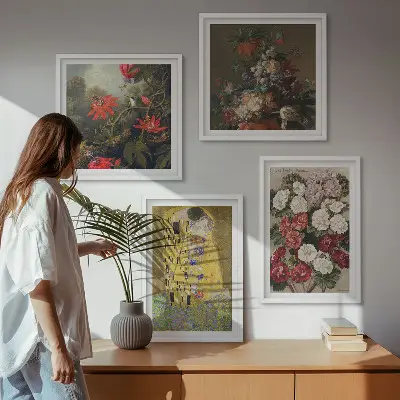 Maleriet Træets blomster af Klimt billedsæt med ramme
