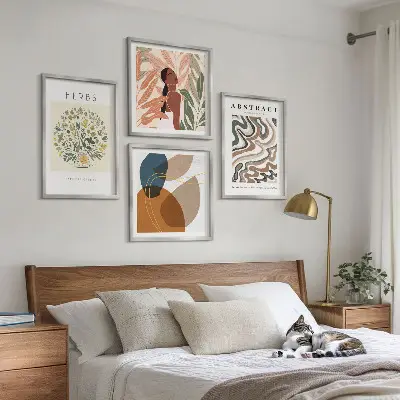 Boho plakater i pastelfarver vægdekoration til ophængning over sofaen
