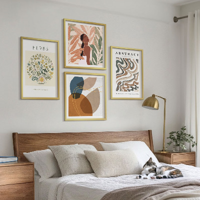 Billedvæg over sofa Boho æstetiske pastel plakater