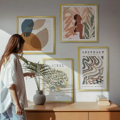 Boho plakater i pastelfarver vægdekoration til ophængning over sofaen