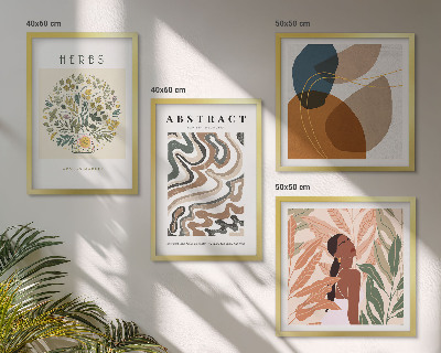 Billedvæg over sofa Boho æstetiske pastel plakater