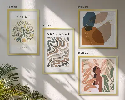 Boho plakater i pastelfarver vægdekoration til ophængning over sofaen