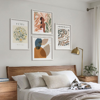 Billedvæg over sofa Boho æstetiske pastel plakater