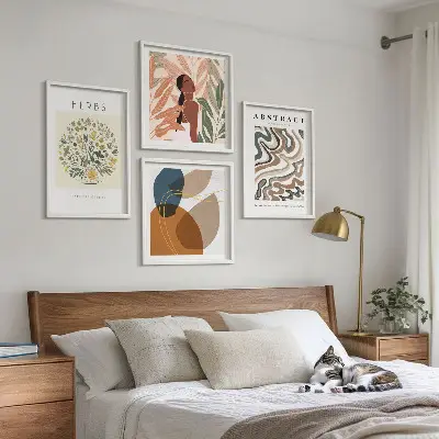 Boho plakater i pastelfarver vægdekoration til ophængning over sofaen