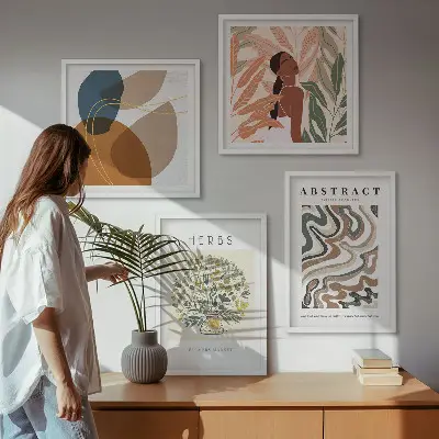 Boho plakater i pastelfarver vægdekoration til ophængning over sofaen
