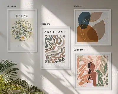 Boho plakater i pastelfarver vægdekoration til ophængning over sofaen