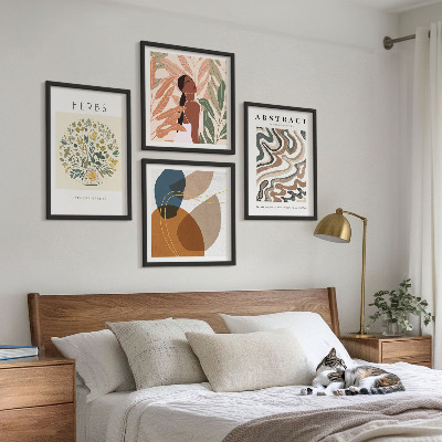 Billedvæg over sofa Boho æstetiske pastel plakater