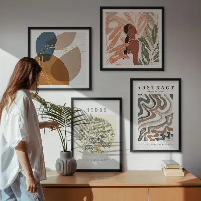 Boho plakater i pastelfarver vægdekoration til ophængning over sofaen