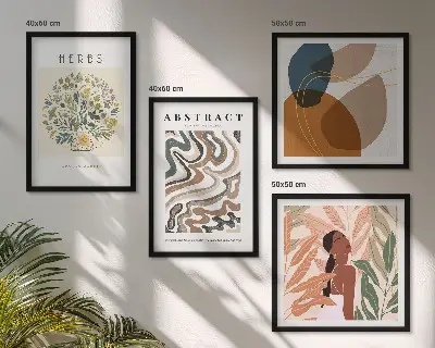 Boho plakater i pastelfarver vægdekoration til ophængning over sofaen