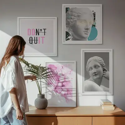 Abstrakt akvarelskulptur billedvæg til ophæng over sofaen