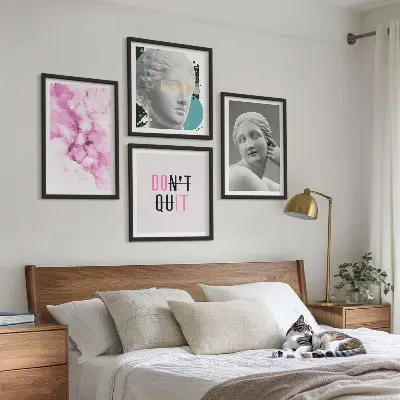Abstrakt akvarelskulptur billedvæg til ophæng over sofaen