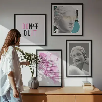 Abstrakt akvarelskulptur billedvæg til ophæng over sofaen
