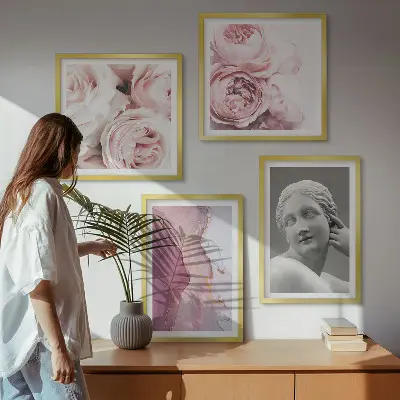 Pæonskulptur af en kvinde billedsæt med ramme