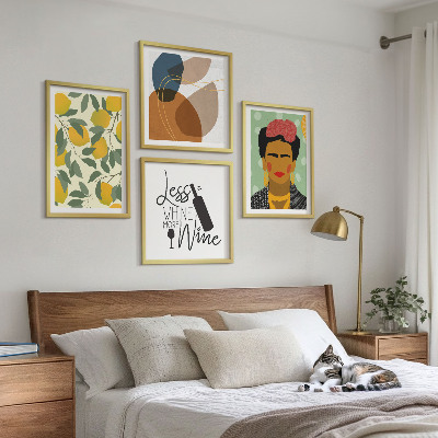 Billedsæt med ramme Citroner og vinportræt af Frida