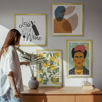 Billedsæt med ramme Citroner og vinportræt af Frida
