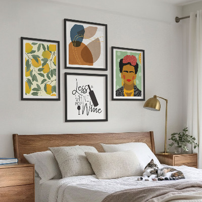 Billedsæt med ramme Citroner og vinportræt af Frida