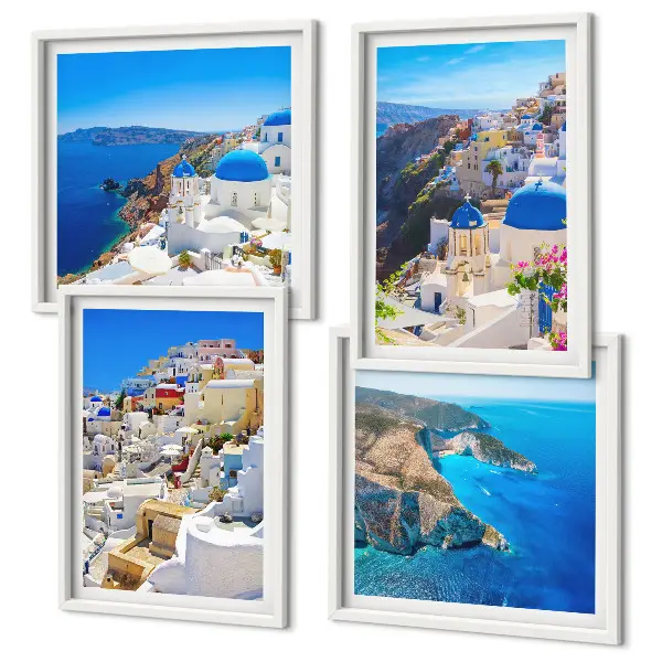 Arkitektonisk landskab i Oia på Santorini billedvæg til ophængning over sofaen