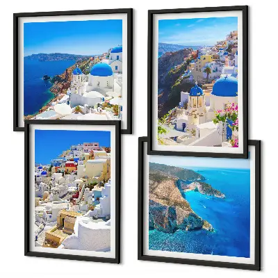 Arkitektonisk landskab i Oia på Santorini billedvæg til ophængning over sofaen