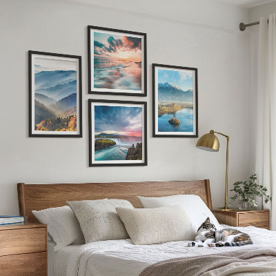 Billedvæg over sofa Bjerglandskaber vandfald