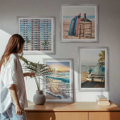 Billedvæg over sofa Udsigt over solnedgangen i Miami