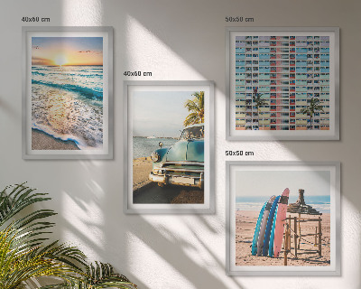 Billedvæg over sofa Udsigt over solnedgangen i Miami