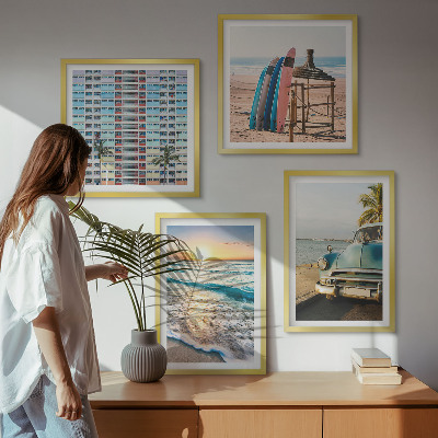 Billedvæg over sofa Udsigt over solnedgangen i Miami