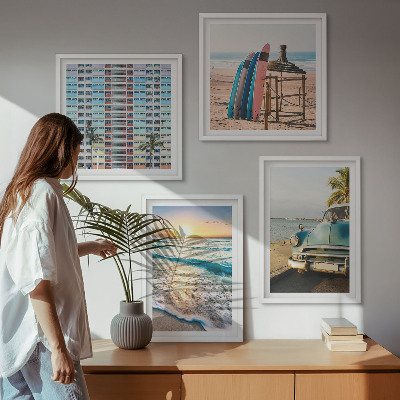 Billedvæg over sofa Udsigt over solnedgangen i Miami