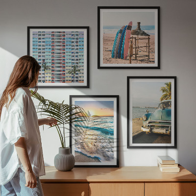 Billedvæg over sofa Udsigt over solnedgangen i Miami