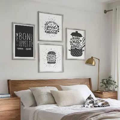 Grafik med kulinariske mad-slogans billedsæt med ramme