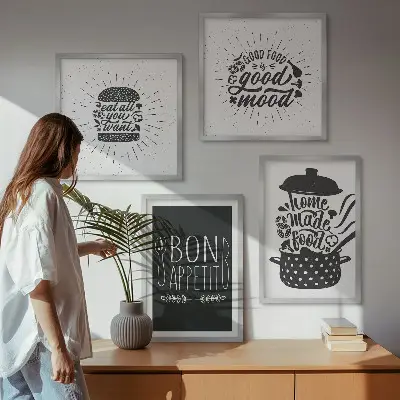 Grafik med kulinariske mad-slogans billedsæt med ramme
