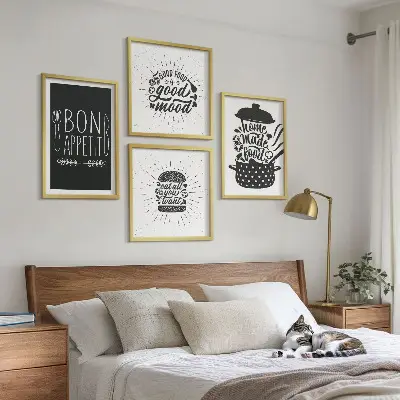 Grafik med kulinariske mad-slogans billedsæt med ramme