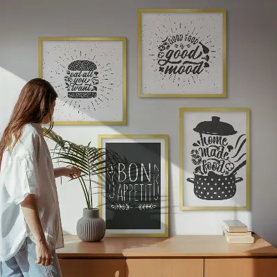 Grafik med kulinariske mad-slogans billedsæt med ramme