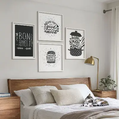 Grafik med kulinariske mad-slogans billedsæt med ramme