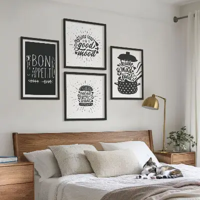 Grafik med kulinariske mad-slogans billedsæt med ramme