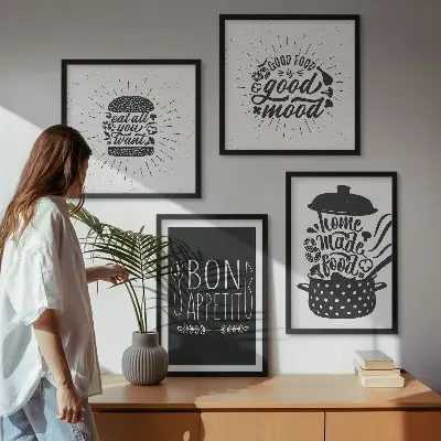 Grafik med kulinariske mad-slogans billedsæt med ramme