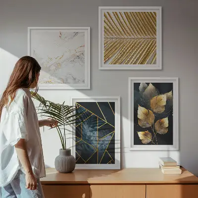 Moderne plantemønstre billedsæt med ramme