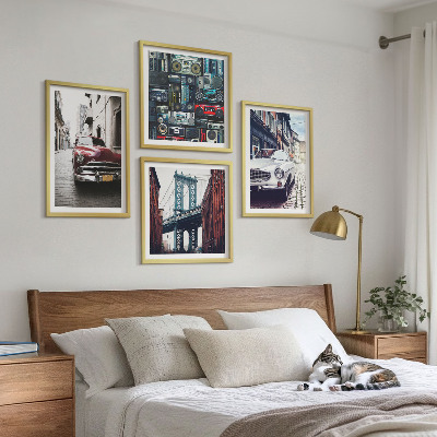 Billedvæg over sofa Gamle biler Brooklyn retro lyd